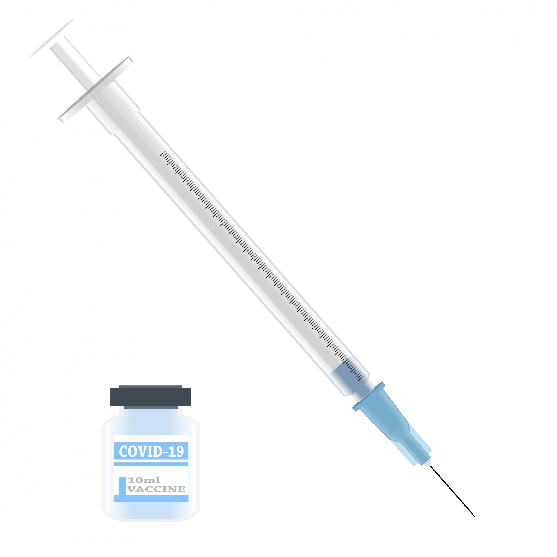Vector illustration of a syringe with hypodermic needle for vaccination against covid-19 clipart on white background