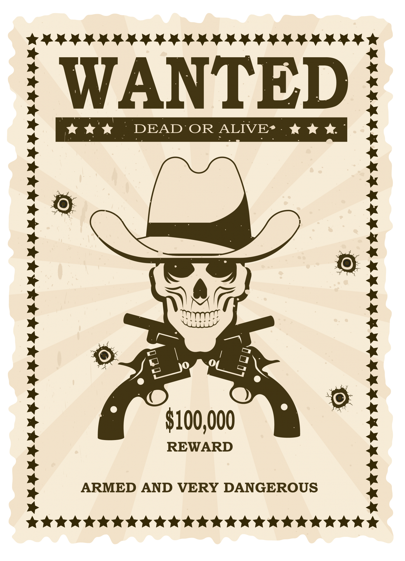 Wanted Vintage Cowboy Poster