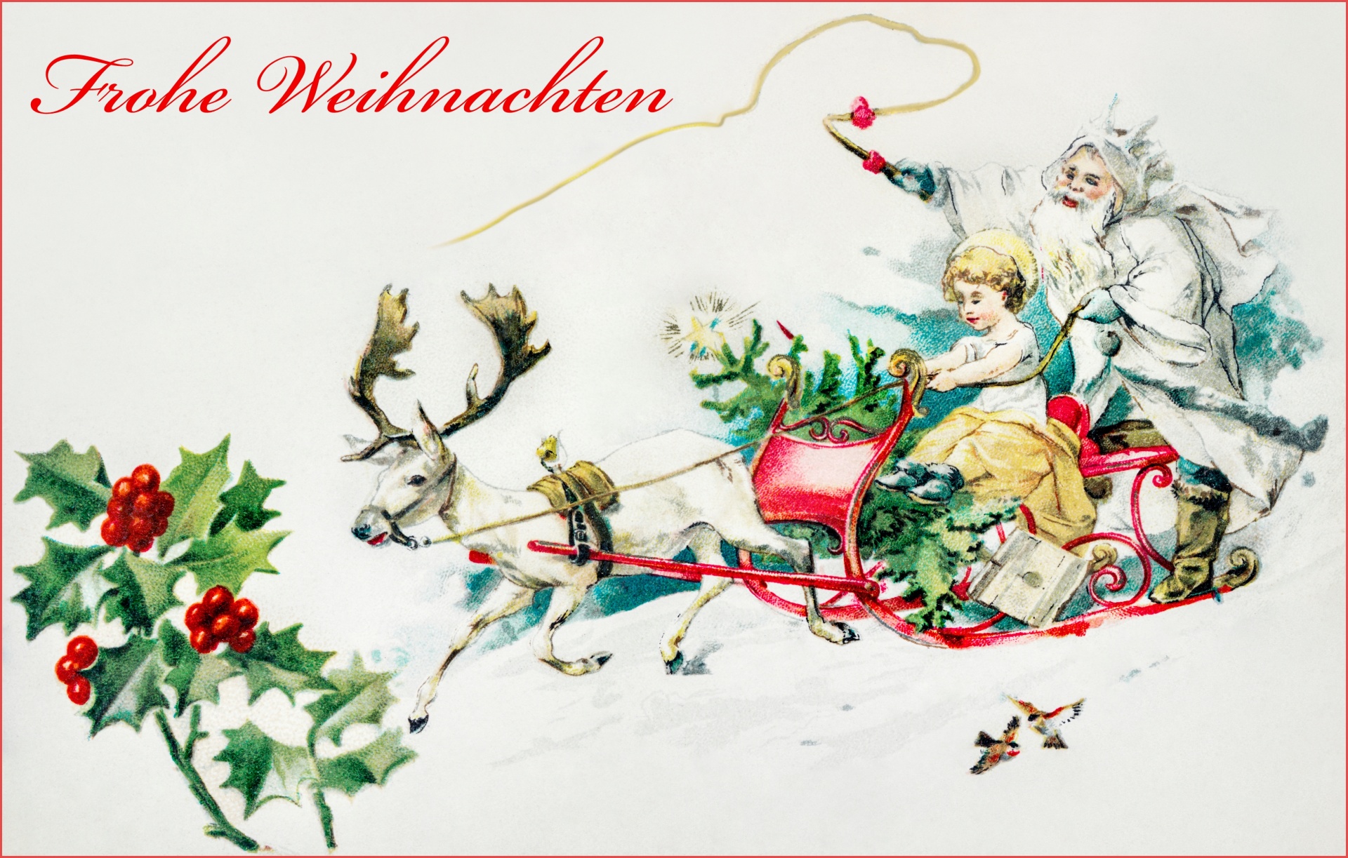 Christmas Card Vintage Reindeer Old