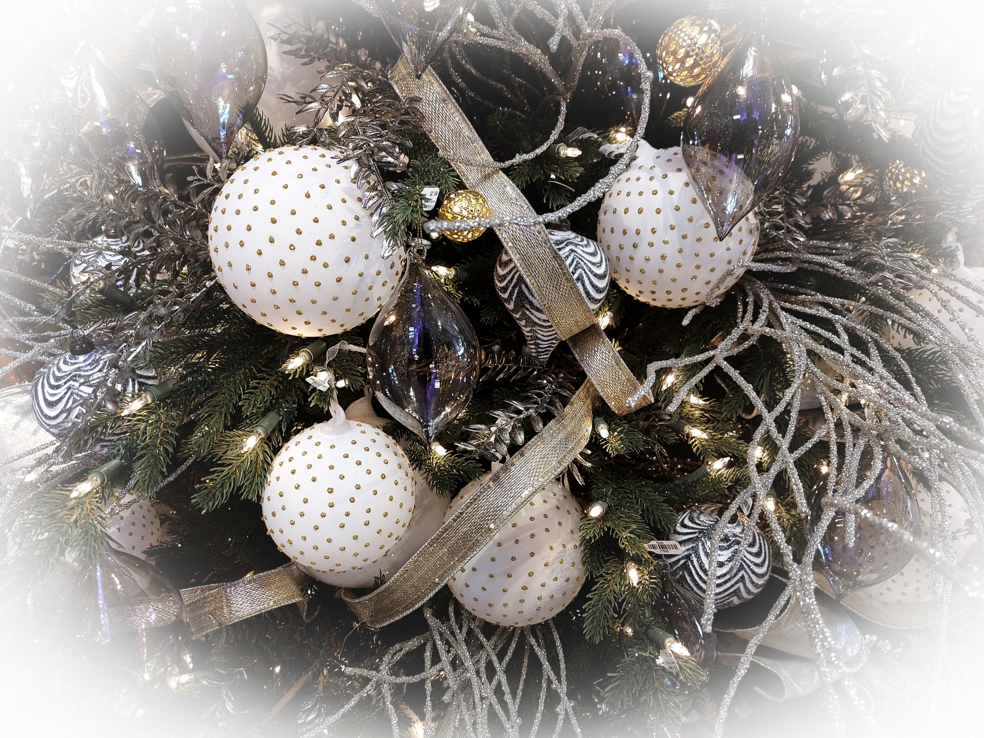 White And Black Christmas Baubles