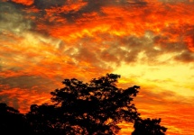 Fiery Glowing Clouds At Sunset