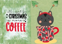 Christmas Coffee Cat Kitten