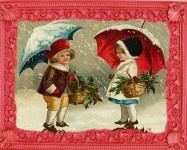 Vintage Christmas Boy And Girl