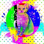 Colorful Quit Polka Dot Cat Art