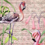 Vintage Watercolor Flamingo