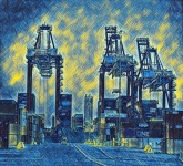 Digital Art Shipping Cranes
