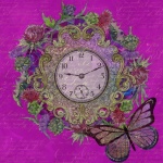 Vintage Clock And Butterfly