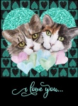 Valentine Glitter Cat Card