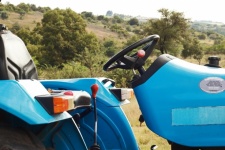 View Of A Blue Tractor