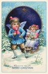 Vintage Angel Christmas Card Old
