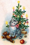 Vintage Postcard Christmas Cat