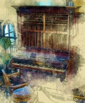 Watercolor Vintage Piano