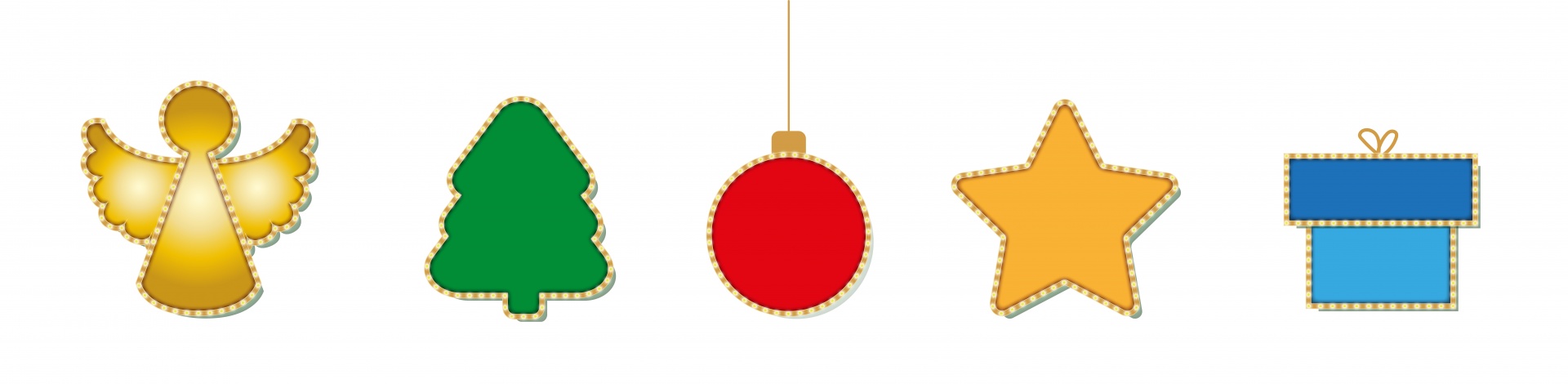 Angel, fir tree, christmas balls, star, gift