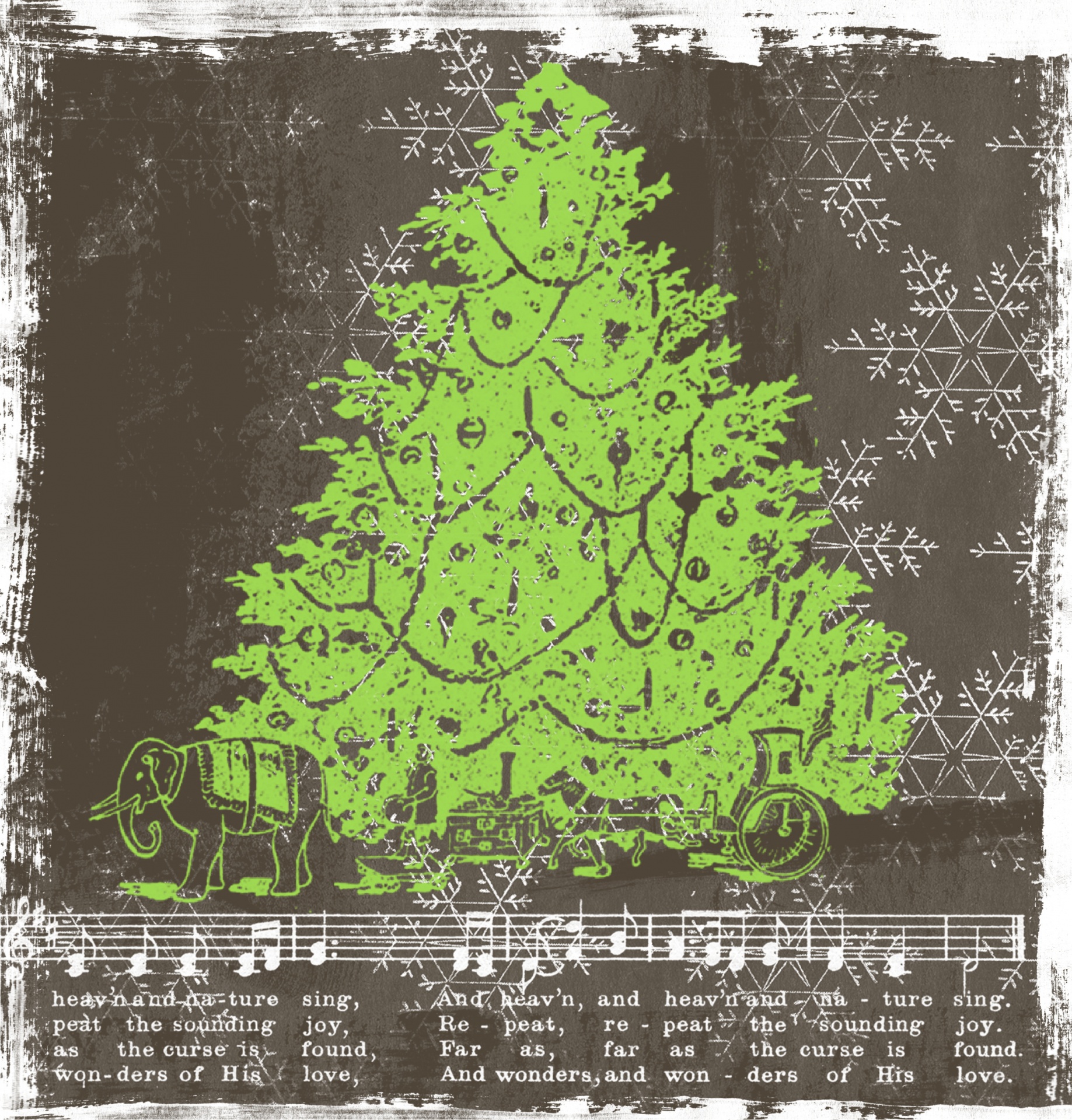 Christmas Vintage Tree Music Poster