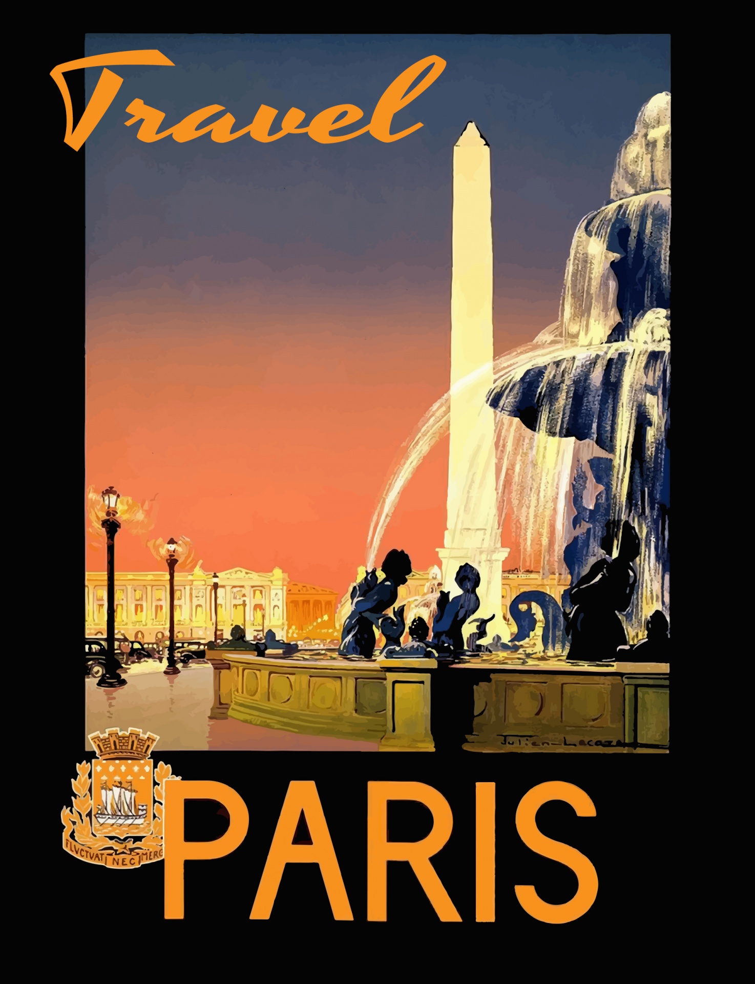 Remix of Paris travel poster clean public domain free