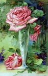 Old Postcard Rose Vase