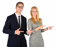 Business Couple Pointing