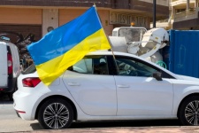 Car With An Ukrainian Flag
