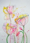 Flowers, Spring, Watercolor, Blots
