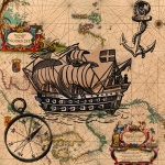 Nautical Vintage Map With Ship