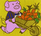 Vintage Pig Character Drawing