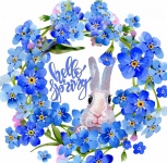 Spring Rabbit Floral Wreath