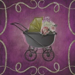 Vintage Baby Carriage With Flowers