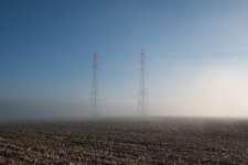 Landscape, Fog, Power Poles