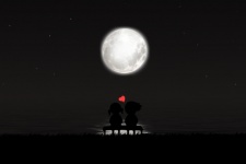 Couple Children Under The Moon