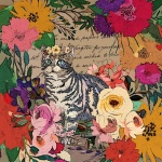 Vintage Cat On Floral Music Paper