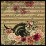 Vintage Floral Cat Illustration