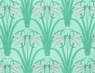 Vintage Background Dragonflies Reeds