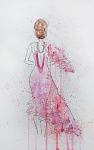 Woman, Back, Dress, Watercolor