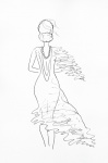 Woman, Back, Dress, Watercolor
