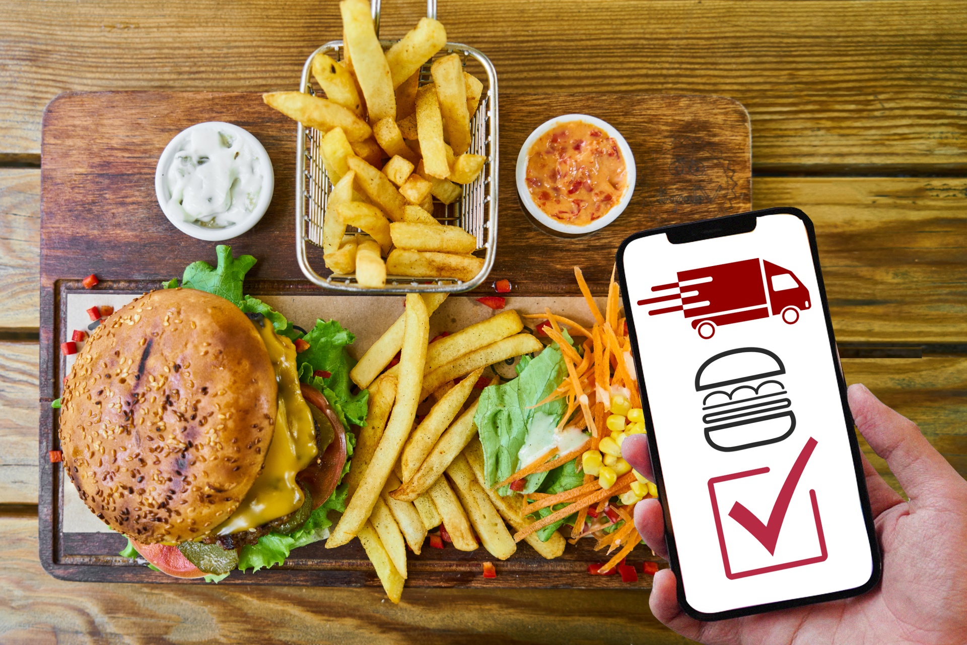 fast food ordering, delivery, online, service, hamburger delivery, via the Internet, services, fast food restaurant, ordering food via the Internet, food, food, fast food, smartphone, app,