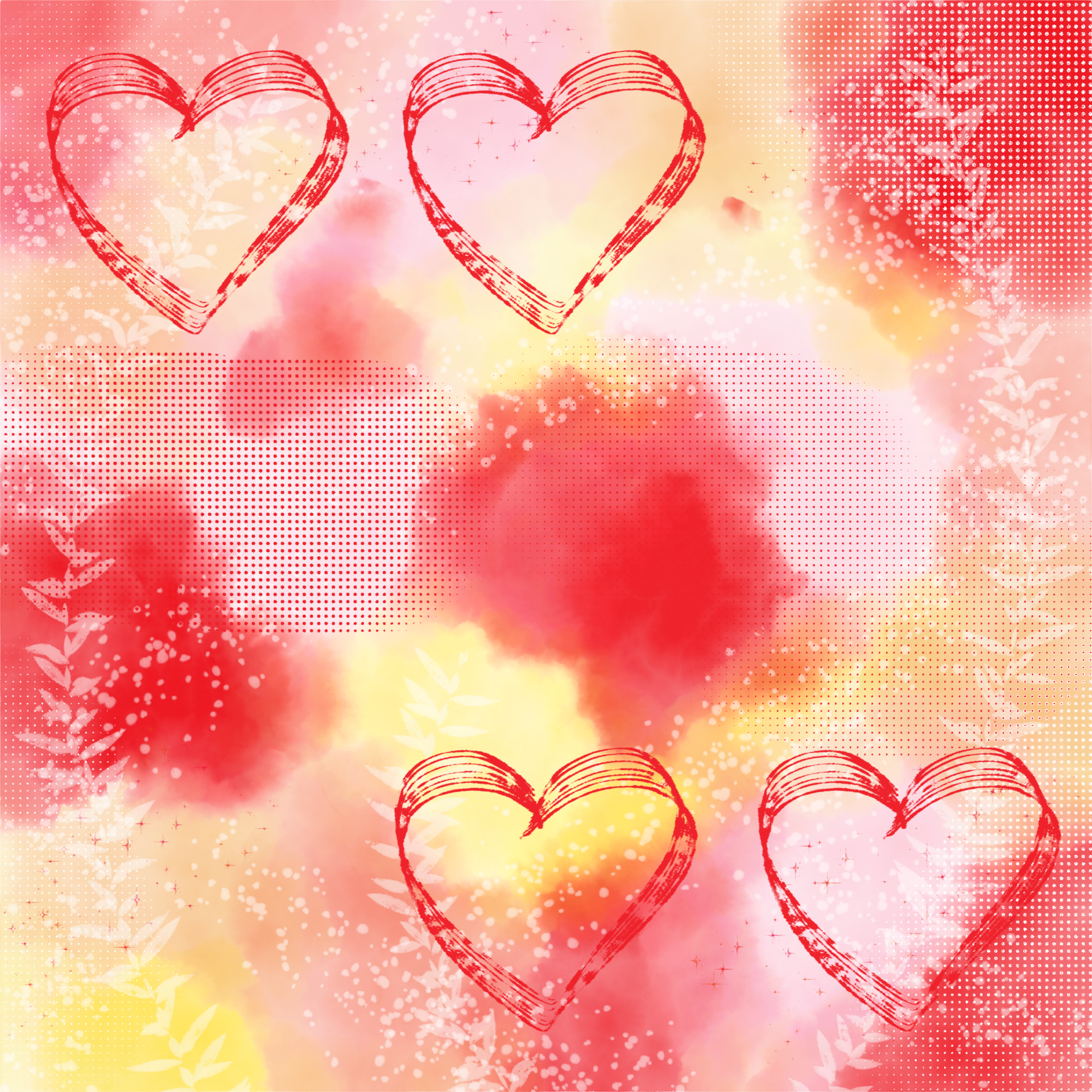 Watercolor Hearts Background