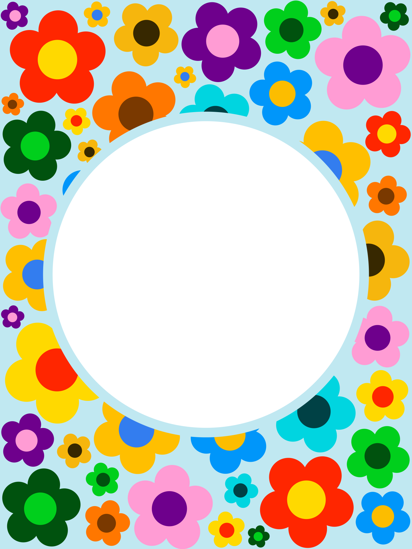 Colorful Flowers Round Frame