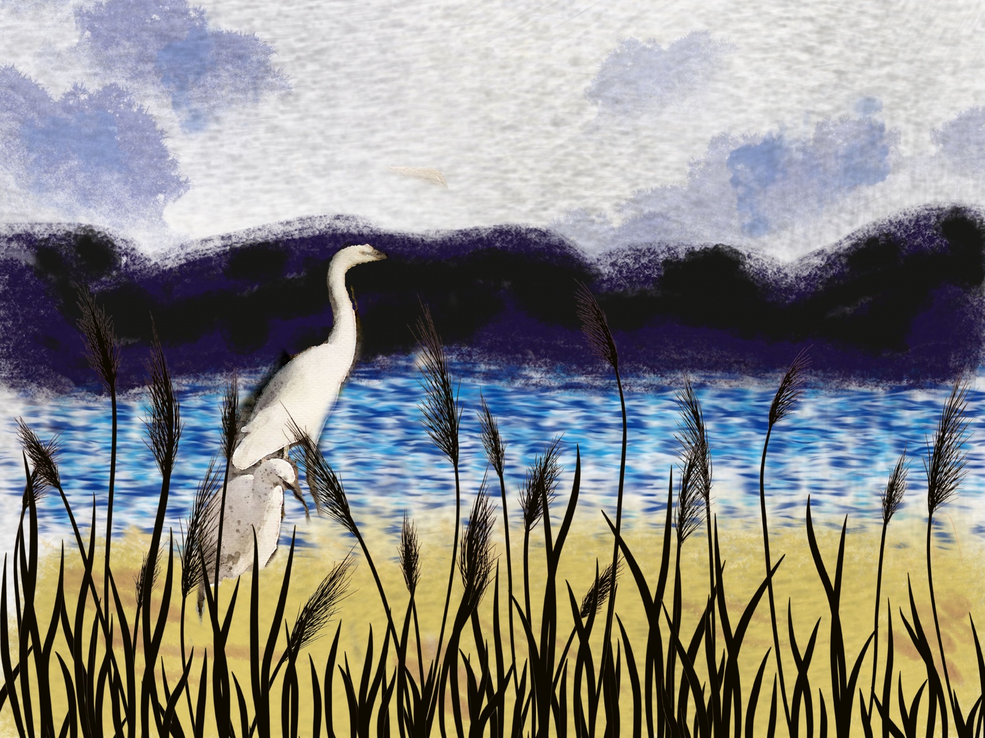 Watercolor Wetland Heron