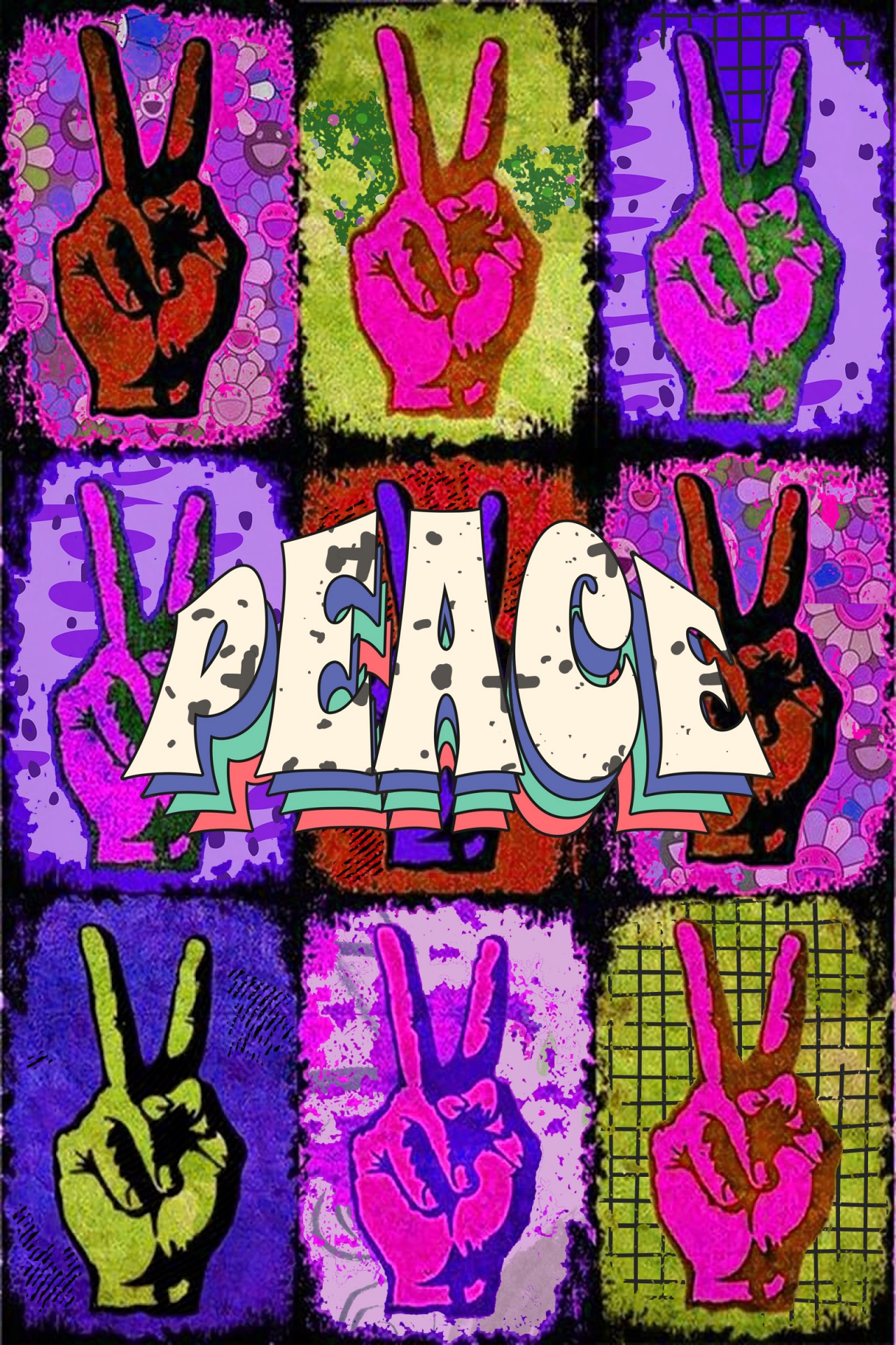 Hippie 1970 Style Peace Poster