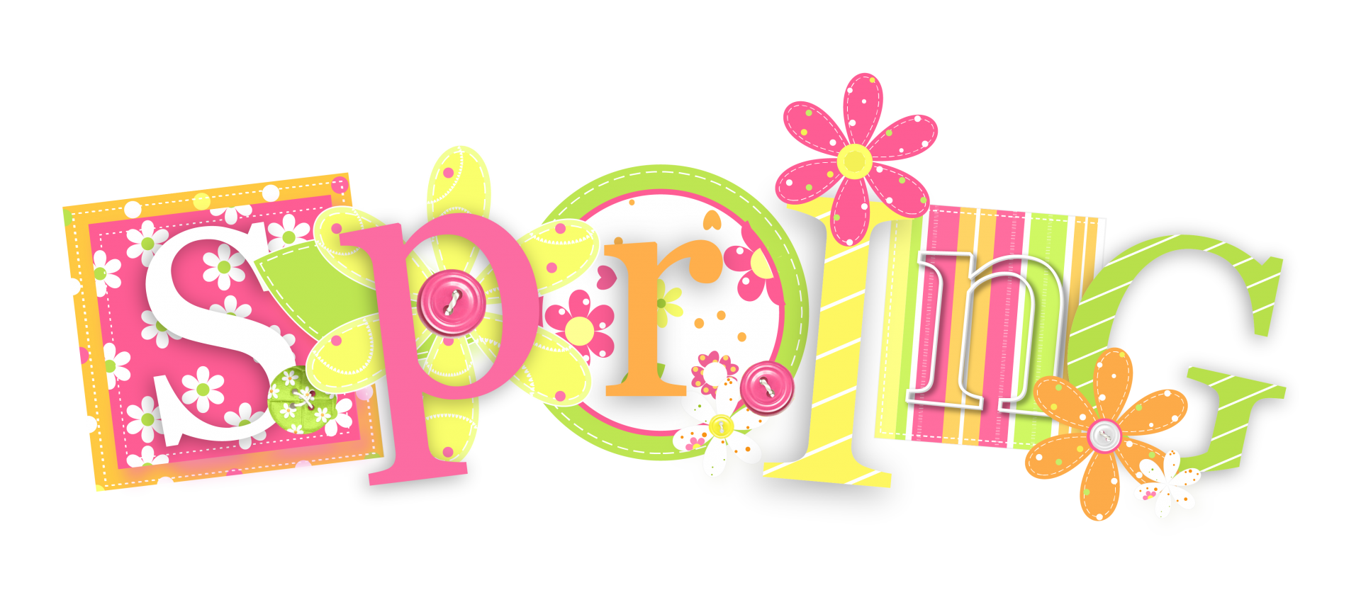 Spring Word Colorful Clipart