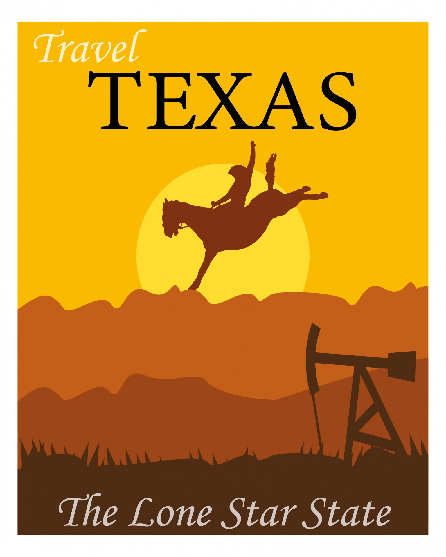Texas Travel Poster Retro