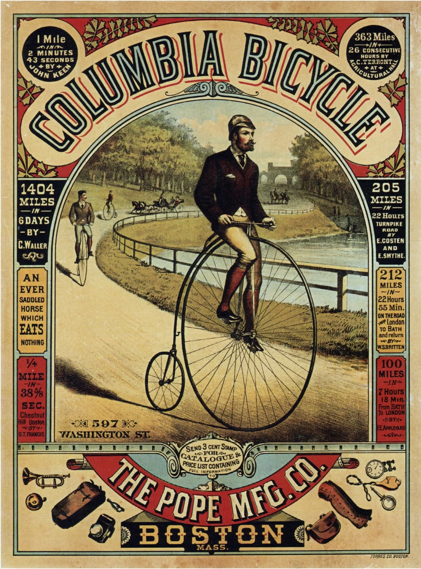 Vintage high wheeler bicycle poster