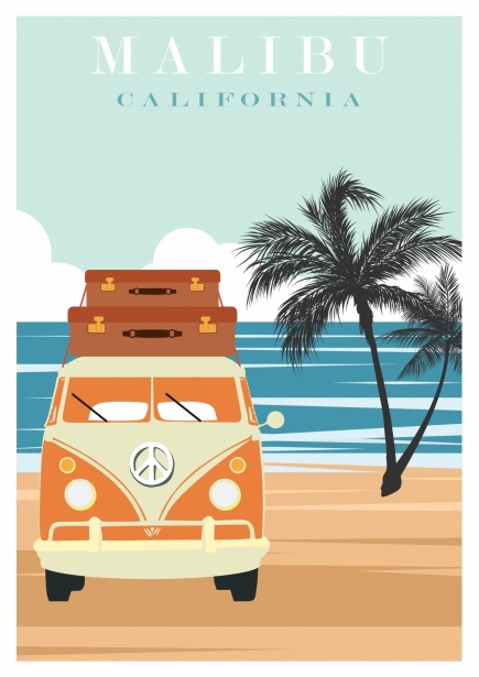 Malibu California Travel Poster Free Stock Photo - Public Domain Pictures