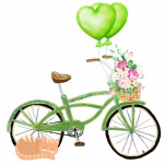 Bicycle Flowers And Balloons Cat