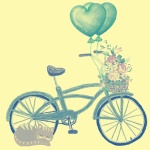 Bicycle Flowers And Balloons Cat