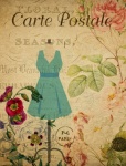 Dress Vintage Floral Postcard