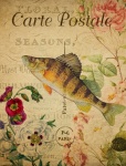 Fish Vintage Floral Postcard