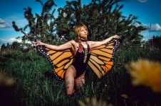 Girl, Nature, Butterfly, Cosplay