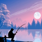 Silhouette Fisherman Poster