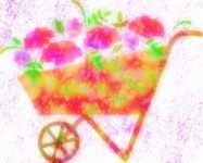 Watercolor Floral Wheelbarrow